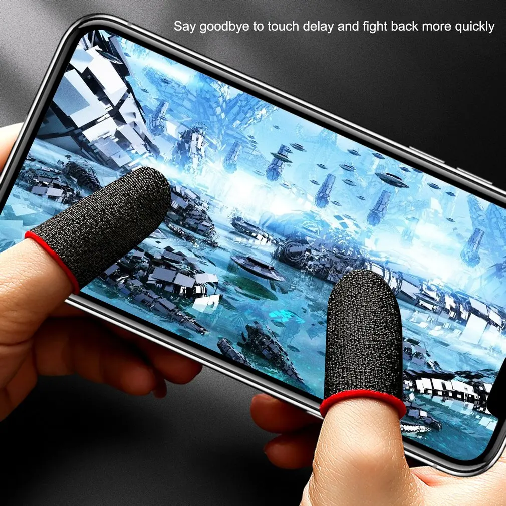 2 Pcs Anti-slip Gaming Finger Cot 18-pin Carbon Fiber Anti-sweat Non-slip High Sensitivity Finger Cots