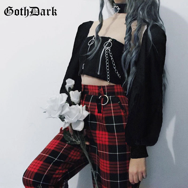 Женский облегающий Топ Goth Dark Готическая Винтажная футболка в стиле Харадзюку на