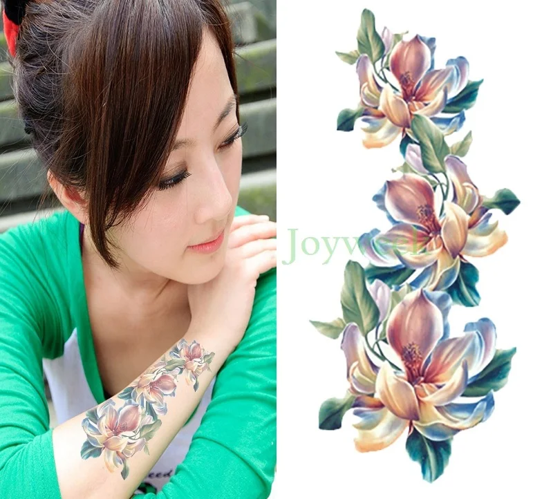 Водостойкая временная татуировка наклейка цветок орхидеи женский боди-арт тату наклейка s флэш-тату поддельные татуировки для девочки 7 - Цвет: Темно-серый
