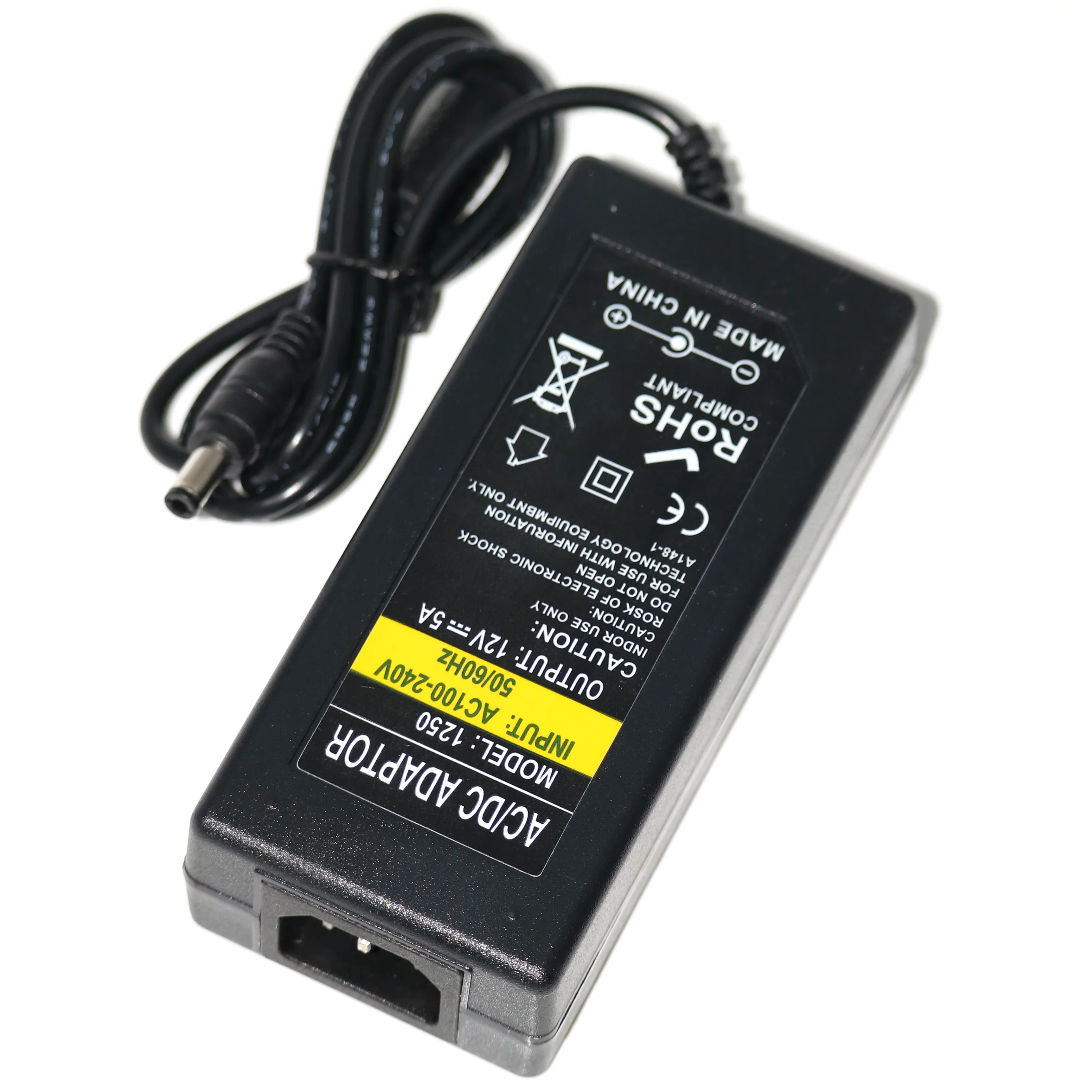 Adaptador de corriente de 12V 5A, de CA y CC de 100 a 12V, transformador de 5 amperios adecuado para Barra de luz LED, DVR, NVR, sistema de de