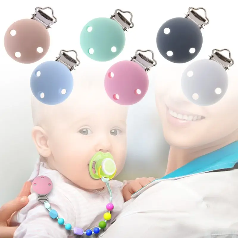 

Baby Pacifier Clip Silicone Soother Teether Nipple Holder Round Soft Saliva Towel Clips Toys Buckle Newborn Nursing Supplies DIY