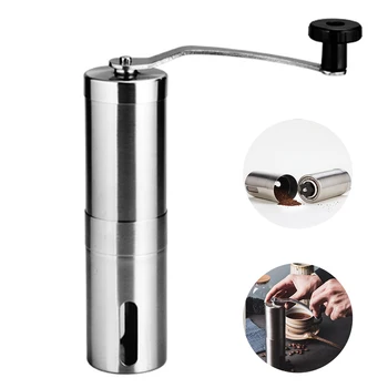 

Manual Coffee Grinder Ceramics Core 304 Stainless Steel Adjustable Coffee Bean Mill With Rubber Ring Easy Clean Kitchen Tools