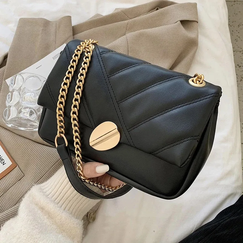 

Chain PU Leather Small Crossbody Bags for Women 2021 Quality Ladies Designer Handbags Shoulder Simple Bag Women's Hand Bag