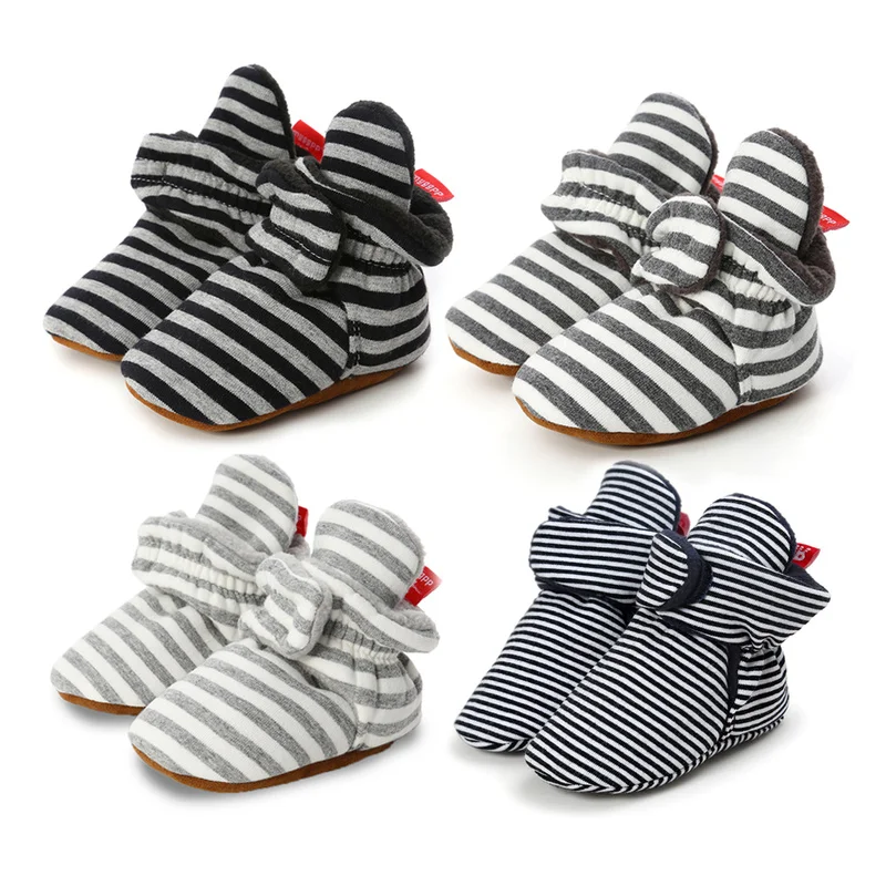 baby boy girl socks toddler shoes ankle prewalkers booties cotton winter soft anti slip warm newborn infant crib shoes moccasins Infant Baby Shoes Socks Boy Girl Stripe Gingham Newborn Toddler First Walkers Booties Cotton Comfort Soft Crib Shoes