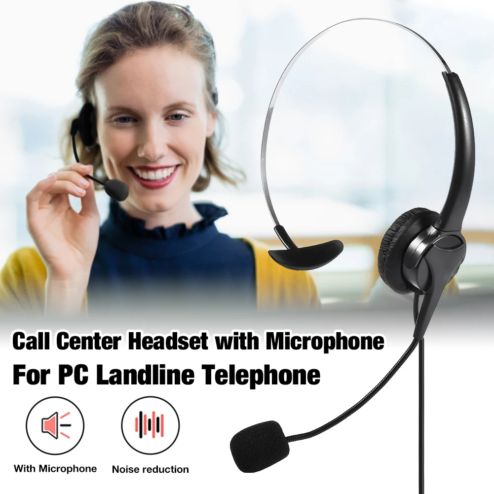 For Call Center Single Sided USB Headset With Mic Telephone Operator Headphone Noise Reduction