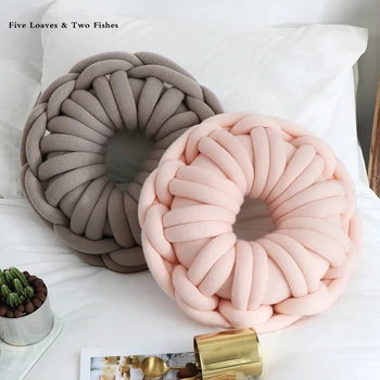 

New year Ins handmade ring knotted pillow personalized ring donut cushion cover with core Lumbar pillow Home decoration pillow