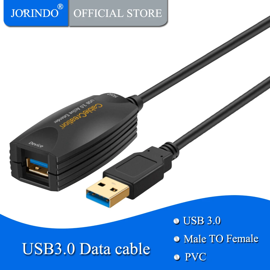 JORINDO Супер Скоростной Активный USB 3,0 удлинитель, USB 3,0 удлинитель USB Мужской к женскому шнуру ретранслятора с усилителем сигнала