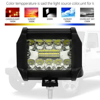 

2PCS LED Car Light Truck 9-32V DC 6000K PMMA Lens 120W 20000LM Bar Flood Offroad