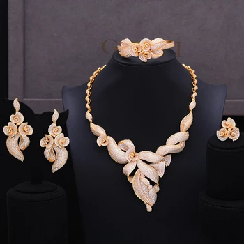 

GODKI Luxury 4PCS Africa Jewelry Set Luxury Nigerian Dubai Jewelry Sets For Women Cubic Zircon Wedding Bridal Jewelry Sets 2019