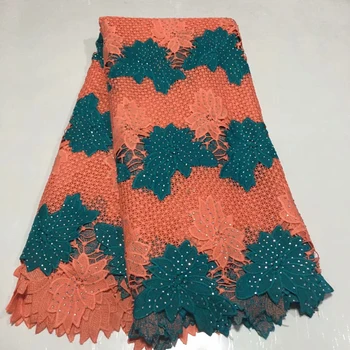 

African cord lace fabric high quality Guipure cord water soluble multicolour Nigerian lace fabrics for wedding party 5yards/pcs