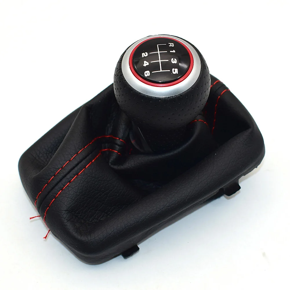 Черная красная линия 5/6 скорость автомобильная ручка переключения передач рычаг Gaitor крышка загрузки для Audi A4 S4 B8 8K A5 8T Q5 8R Sline 2007 - Название цвета: 5SpeedRedR5