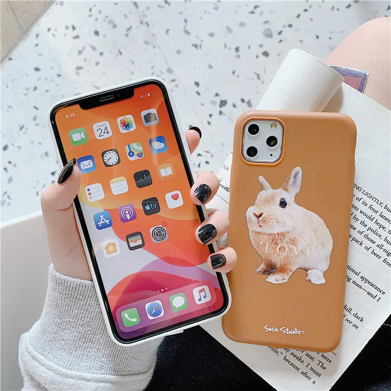 Прекрасный чехол для телефона с кроликом для iphone 11 11Pro Max для iphone X XR XS Max 7 8 6 6S Plus Матовый Мягкий ТПУ чехол capa