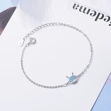 Модные амулеты 925 пробы Серебряная круглой формы Циркон синие браслеты со звездами Романтический День святого Валентина для влюбленных S-B257