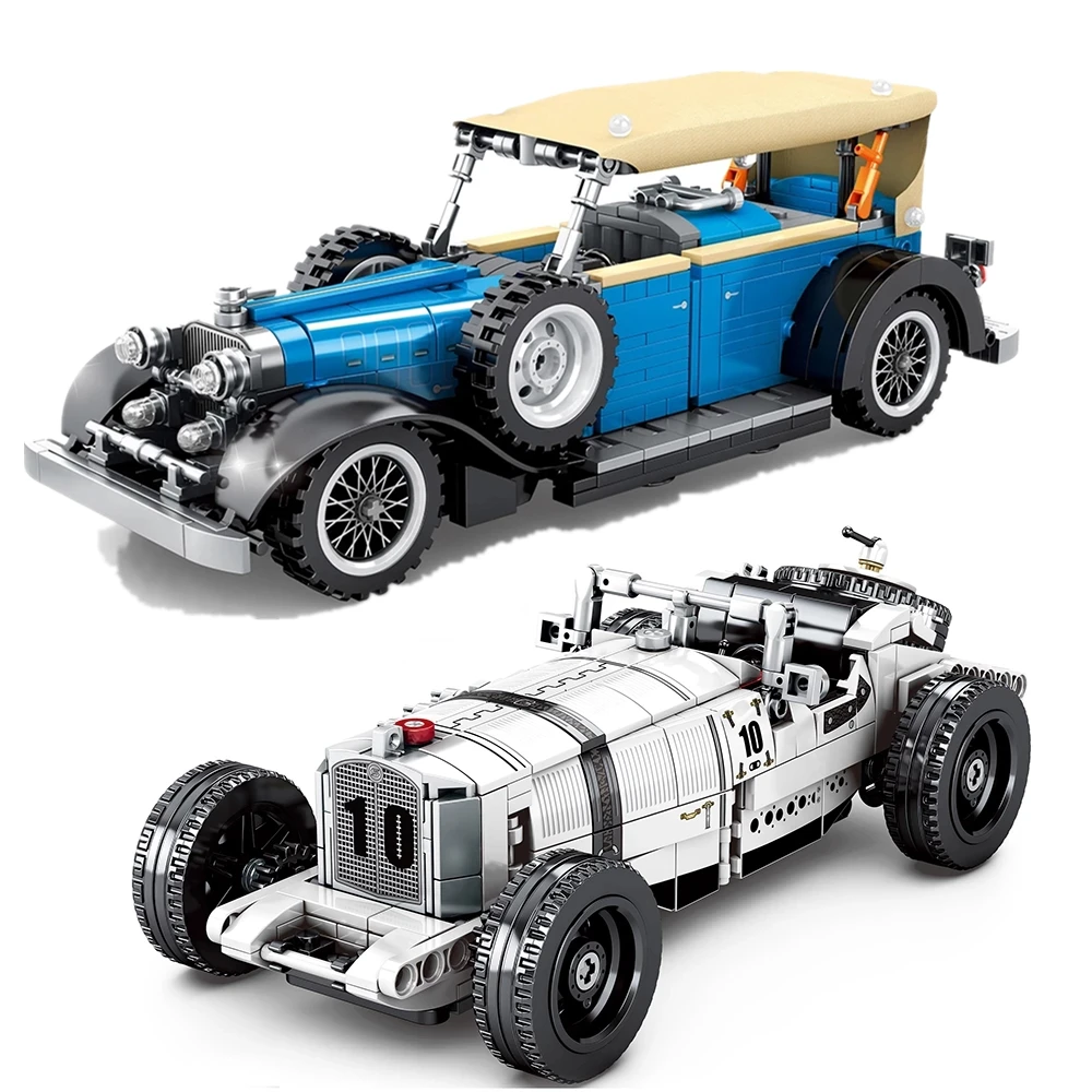 Дизайн классических Винтаж автомобиля Mini Roadster строительные блоки для детей