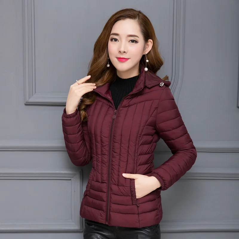 

Thin Cotton-padded Clothes Women's Short 2018 Winter New Style Slim Fit down Feather Cotton-padded Clothes Middle-aged Women Dre