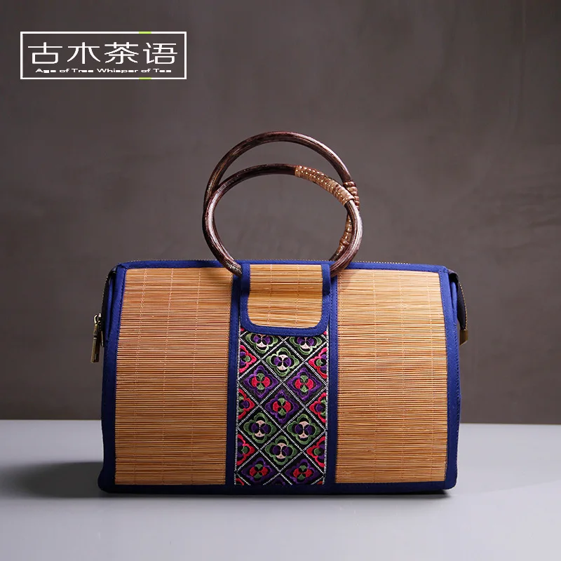 

Support Bamboo Weaving Handbag Simple Fashion Retro WOMEN'S Bag Light Bamboo WOMEN'S Suitcase