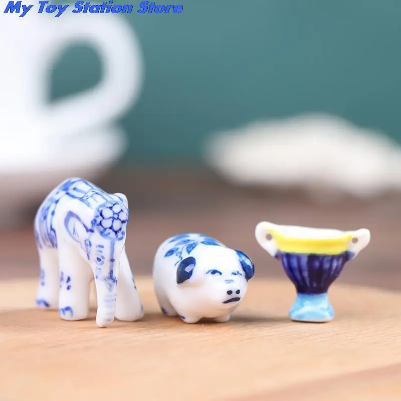 

New 3pcs 1/12 Scale Dollhouse Miniature Accessories Mini Wine Cup + Piggy Bank Model Toys Ceramic Dollhouse Furniture Accessorie