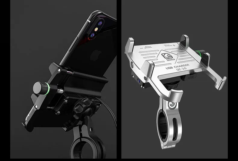 YPAY QC3.0 алюминиевый держатель для телефона мотоцикла подставка с USB зарядным устройством кронштейн для зарядки 3-7 дюймов крепление для мобильного телефона