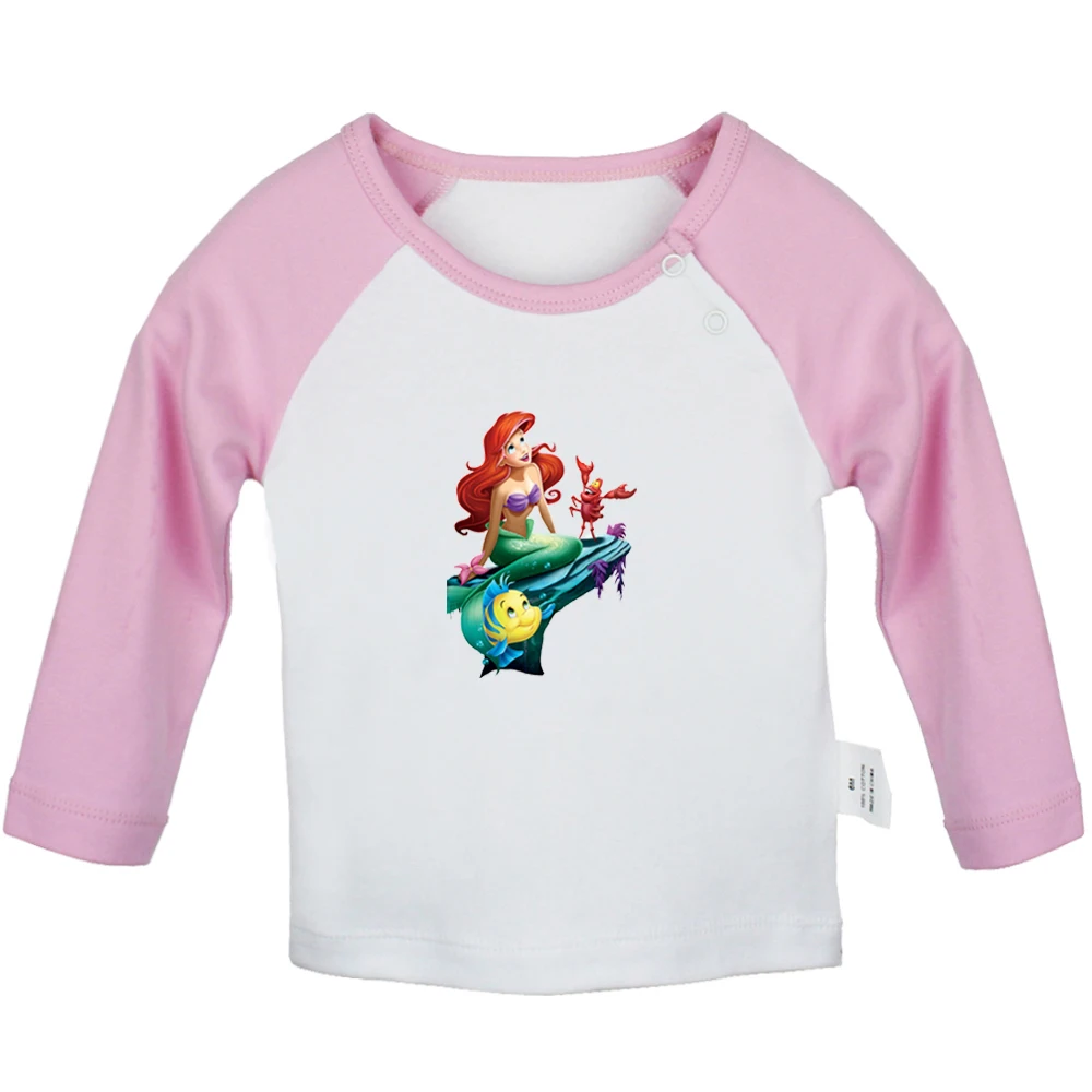 Cute Cartoon The Little Mermaid Princess Ariel Design Newborn Baby T-shirts Toddler Printing Graphic Raglan Long Sleeve Tee Tops - Цвет: JcBabyYCP057C