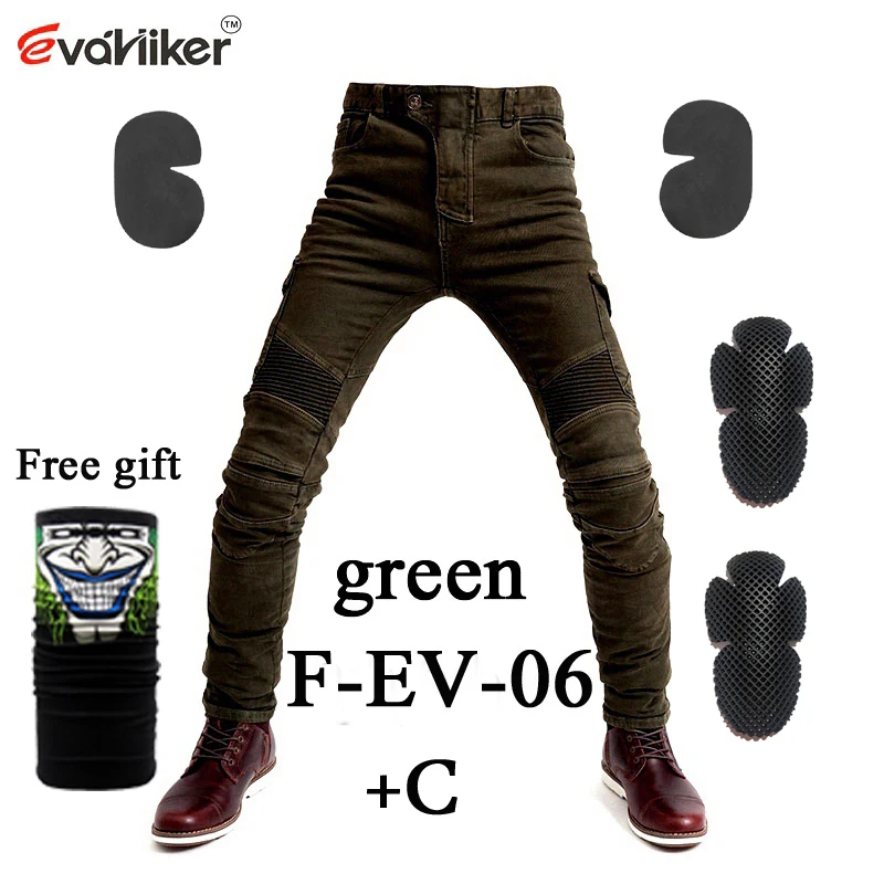 F-EV-06 Green C Новинка UB718 мотоциклетные брюки мужские мото джинсы Защитное снаряжение для езды на мотоцикле мотобрюки для мотокросса эндуро брюки - Цвет: F-EV-06 Green C