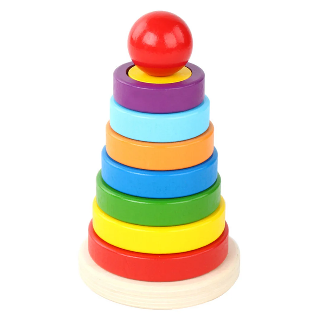 Wooden Round Shape Sorting, Nesting& Stacking toys Matching Stacking Tower Color and Shape Cognitive Toy for Baby& Toddler
