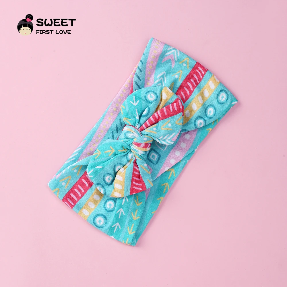 

22 Colors Print Rabbit Ears Baby Head bands Wide Nylon Headbands For Girls Knot bow Headwraps Baby Girl Hair Accessories Gift
