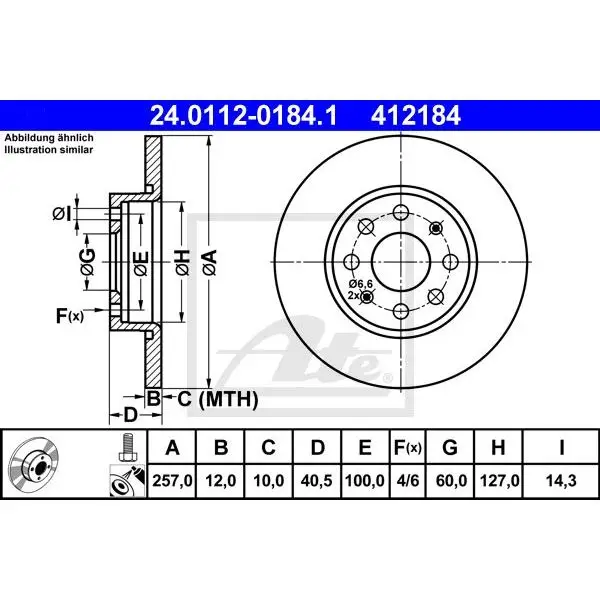 Диск тормозной передний Opel Corsa 1.0 06 ATE 24.0112-0184.1