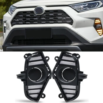 

CSCSNL 1 Pair DRL LED Daytime Running Light Waterproof with flow Yellow Turn Signal Bumper For Toyota RAV4 2019 2020