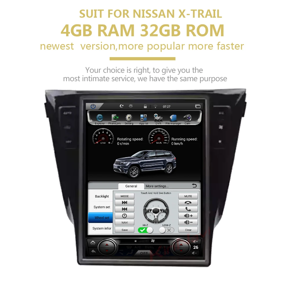 KiriNavi Telsa стиль вертикальный экран 1 Din Android 8,1 12," автомобильный DVD Радио для Nissan Qashqai X trail авто gps навигация wifi