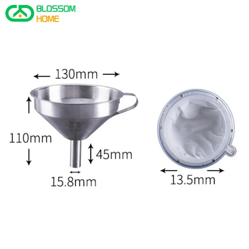 Good Quanlity 304 Stainless Steel Funnel,120 200 300 400 450 Mesh Nylon Filter Milk Traditional Chinese Medicine Oil White Wine