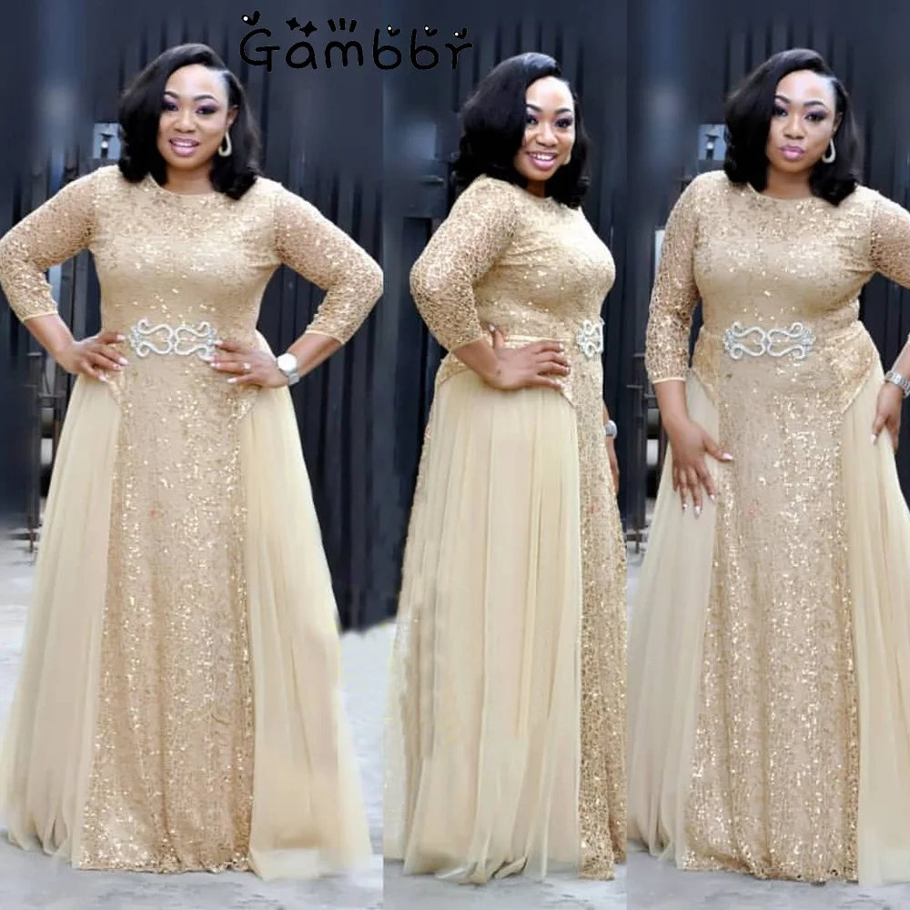  High Quality Elegant African Women Clothing Plus Size 3XL Evening Tunic Party Dress Formal Sequined