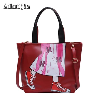 

2020 New Fashion Character Print Woman Luxury Handbag Large Capacity Composite Bag Ladies Leather Shoulder Messenger Bag Totes