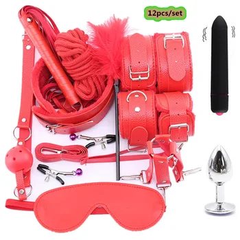 Sex Slave Fetish Sex Toys for Women BDSM Sex Bondage Kit Erotic Games Handcuffs Metal Anal Plug Vibrator Toys for Adult 6