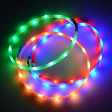 

HOT SALE 70CM USB Rechargeable LED Flashing Light Band Glow Safety Belt Pet Cat Dog Puppy Collar PVC Water Resistant Pets Supply