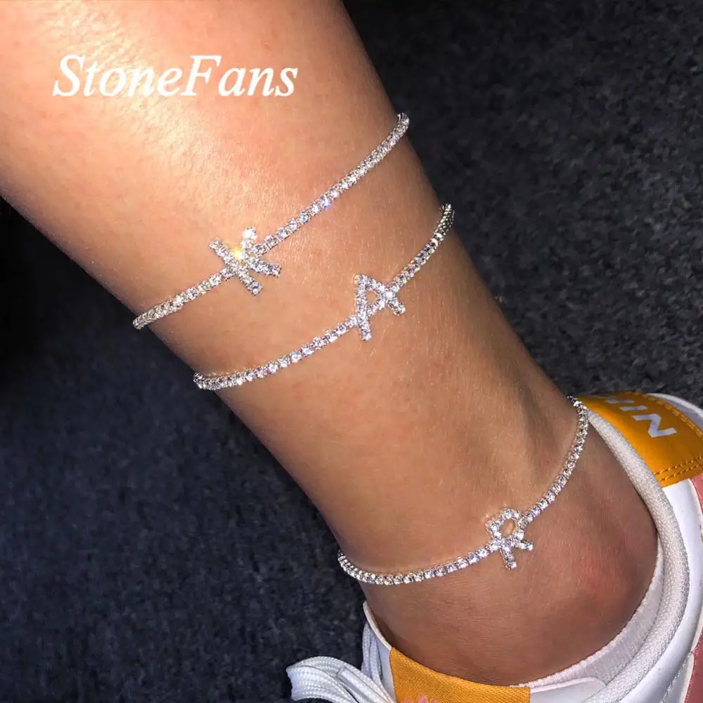 Stonefans серебряный цвет стразы буквы ножные браслеты оптом ювелирные изделия для