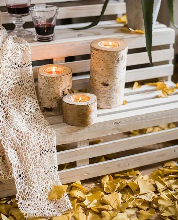 Natural Trunk White Birch Candlestick Home Desktop Decoration Ornaments Party Wedding Christmas Day Atmosphere Set Props
