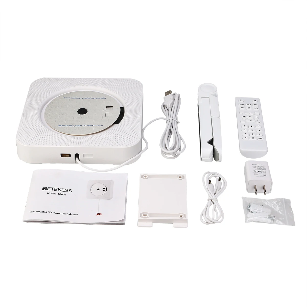 Retekess TR609 настенный CD-плеер с fm-радио Bluetooth динамик MP3 плеер AUX аудио вход пульт дистанционного управления