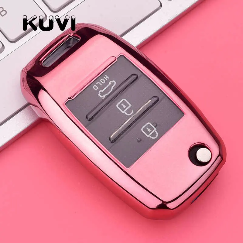 ТПУ чехол для ключей, защитный чехол для KIA Sid Rio Soul Sportage Ceed Sorento Cerato K2 K3 K4 K5, защитный чехол для пульта дистанционного управления - Название цвета: Розовый