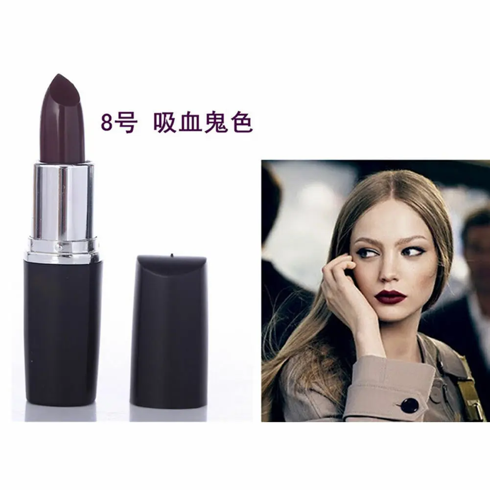 8 color matte lipstick black punk wind goth velvet waterproof durable - Цвет: 8 Vampire