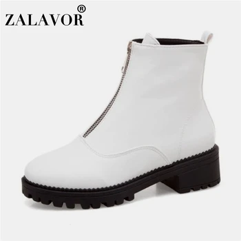 

ZALAVOR Pu Leather Women Ankle Boots Round Toe Zipper Leisure Shoes Daily Outdoor Autumn Winter Black Boots Women Size 34-43