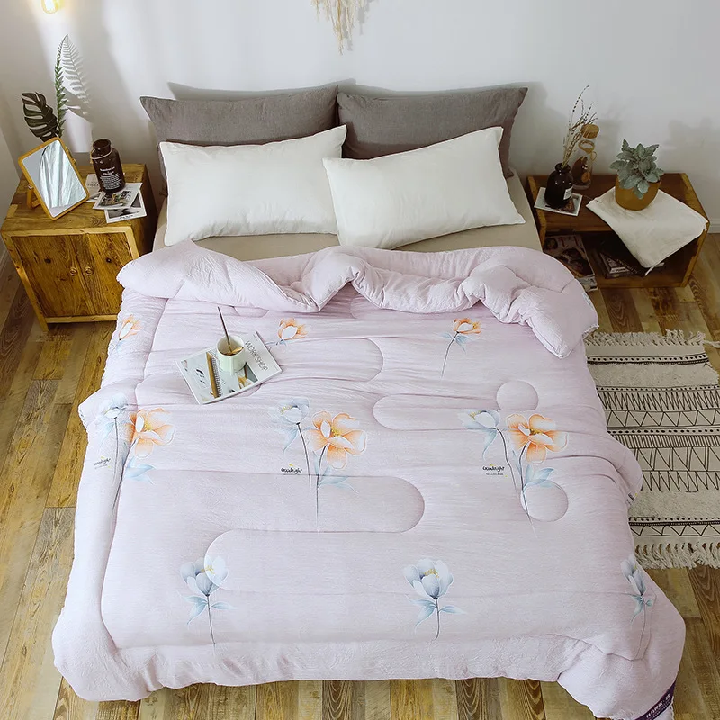 

Logo Customizable Top Grade Gift Blanket Plain Color Washed Cotton Thick Winter Duvet Insert Activity Spring And Autumn Quilt