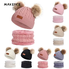 new Cute Toddler Kids Girl&Boy Baby Infant Winter Warm Crochet Baby Cute Winter Kids Baby Hats Keep Warm Set Cute Hat Scarf