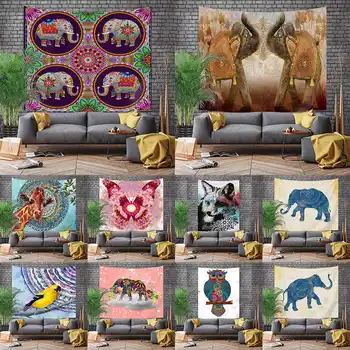 

Animal Elephant Owl Wolf Bohemian Elephant Tapestry Indian Wall Hanging Print Bedspread Throw Home Decor GT45