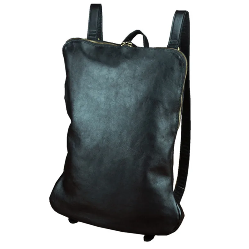 Mini Backpack Men Crazy Horse 15 Inch Bag Pack for Teenager Bookbag Genuine Leather Men Backpack School Bag Travel Back Mochila 5