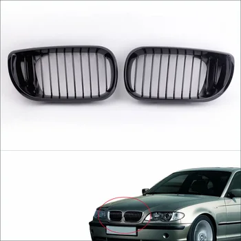 

Hot New 2Pcs Gloss Black Kidney Front Grille for BMW E46 3 Series 4 Door 2002-2005