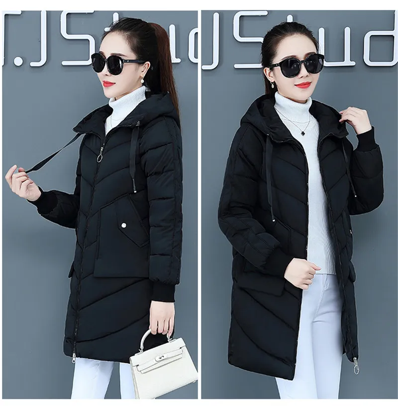 High Quality Winter Jacket Women Parker Thick Down Cotton Jacket Large Size Mid-Long Hooded Outerwear Women Warm Winter Coat