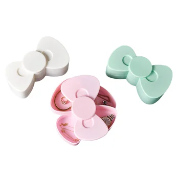 

Earring Storage Box, Bow-Shaped Holder, Rotary Makeup Necklace Creative Desktop Decorative Small Container