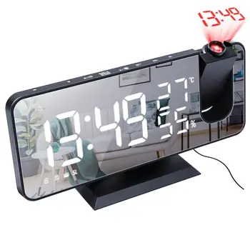 

LED Mirror Alarm Clock Digital Snooze Table Clock Wake Up Light Electronic Large Time Temperature Display Home Decoration Clock