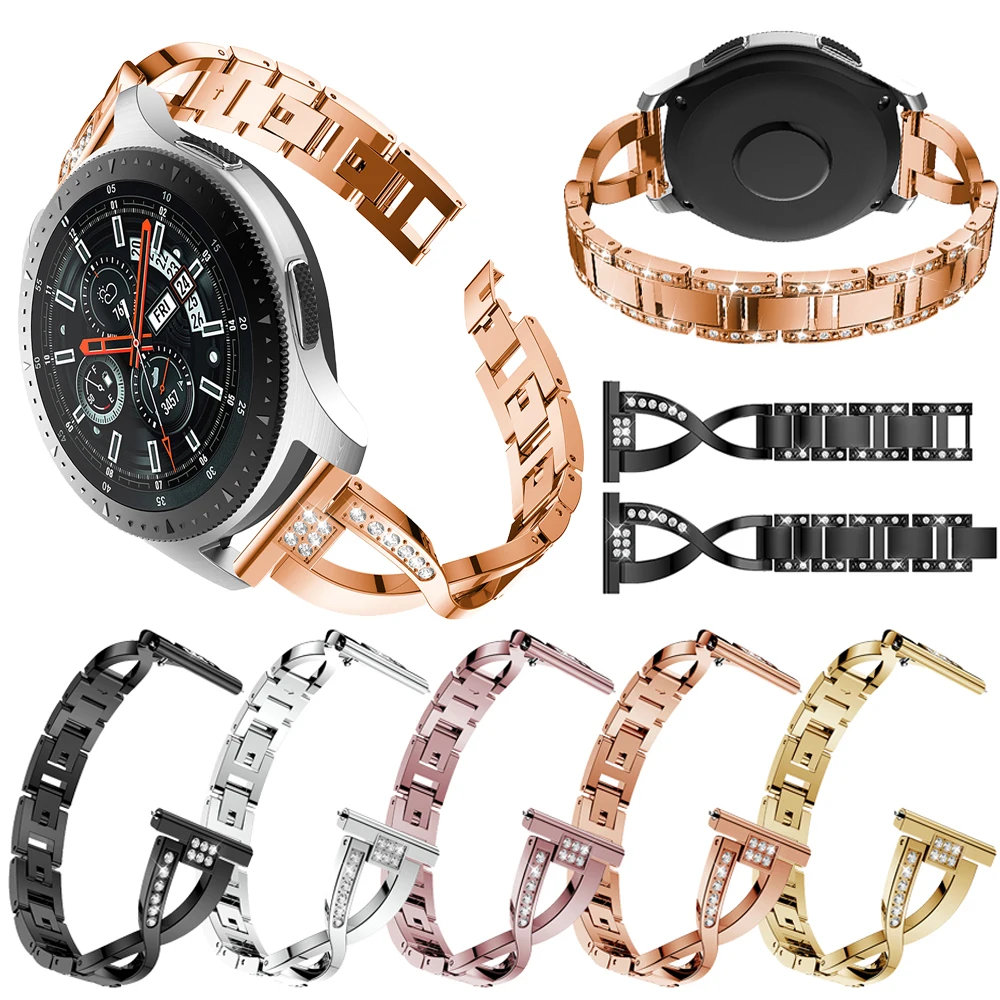 

22MM Luxury Rhinestone Stainless Steel Bracelet For Samsung Galaxy 46mm Gear S3 Watchband Strap For Samsung Galaxy Watch 3 45mm