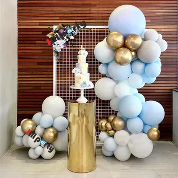 

93Psc Macaron Blue White Balloon Garland Arch Kit Chrome Metallic Gold Globos Kid 1St Birthday Party Decoration Baby Shower Boy